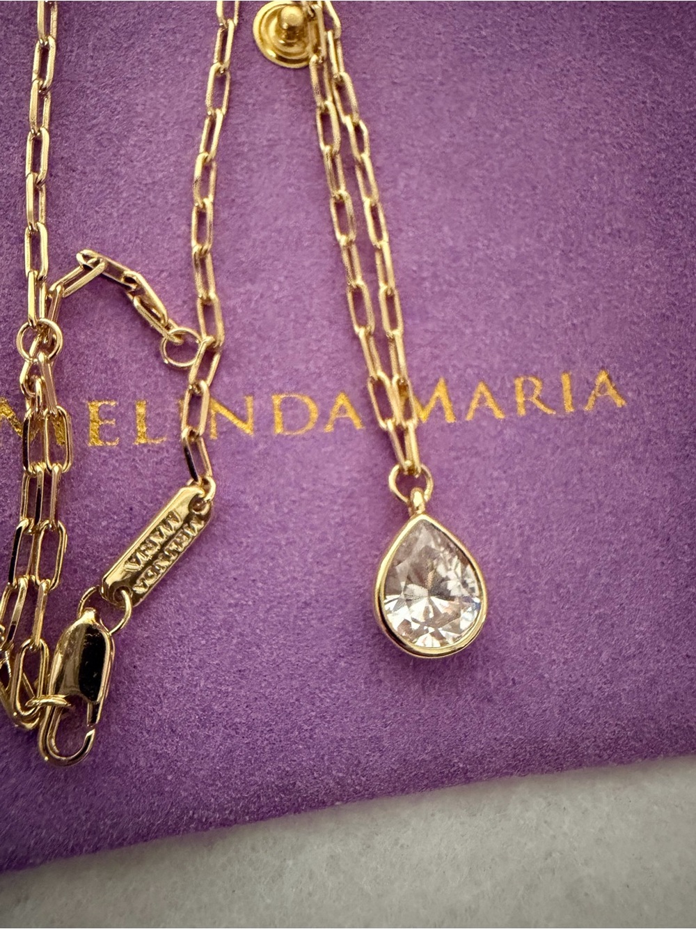 NWT Melinda Maria Gold Teardrop Necklace